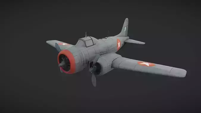 military propeller airplane model 3D model