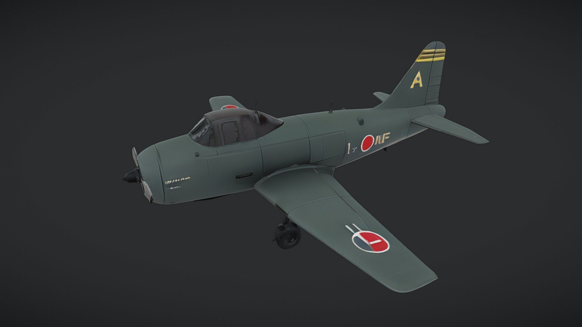Japanese World War II fighter plane 3D model_1