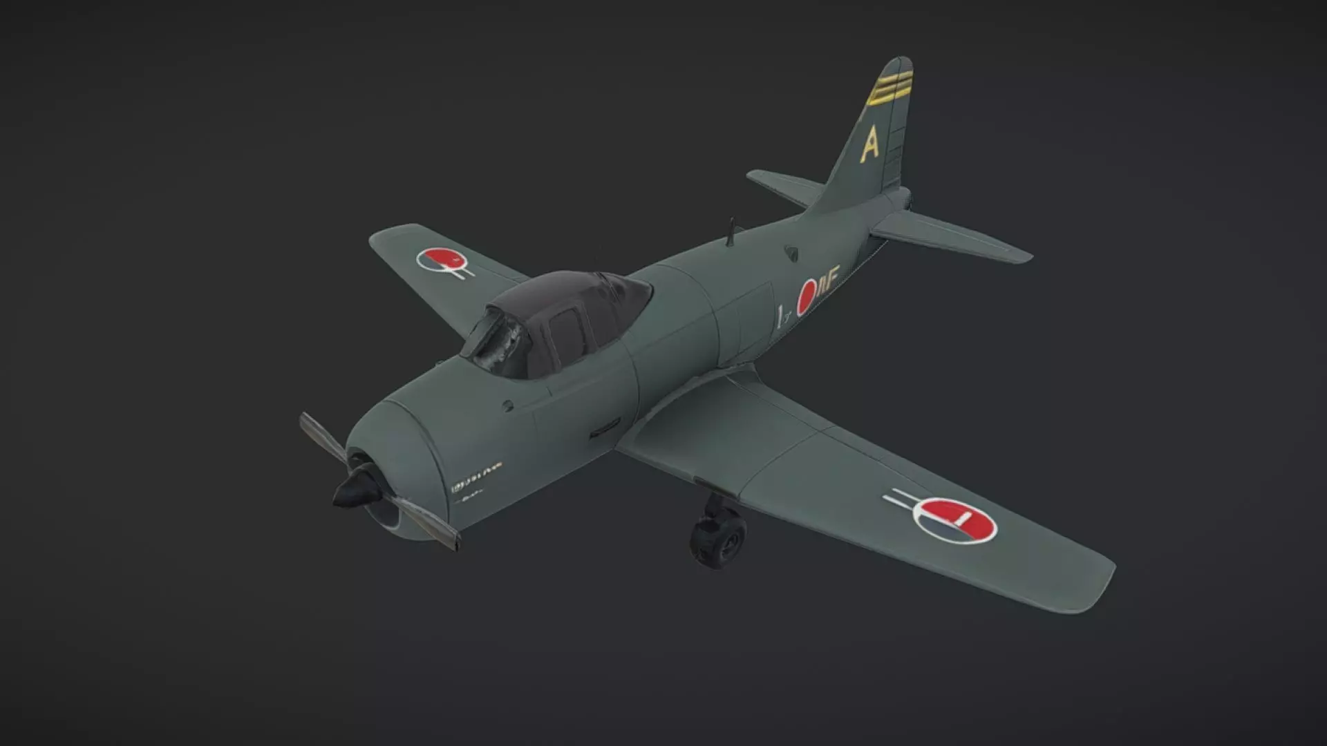 Japanese World War II fighter plane 3D model_0