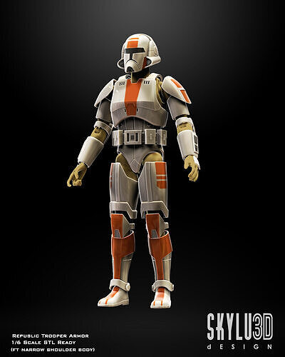 Republic Trooper Armor One6 Scale STL Files 3D print model