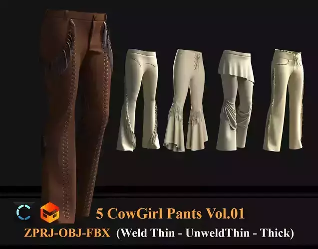 5 Women Cowgirl - Western Pants Vol 01