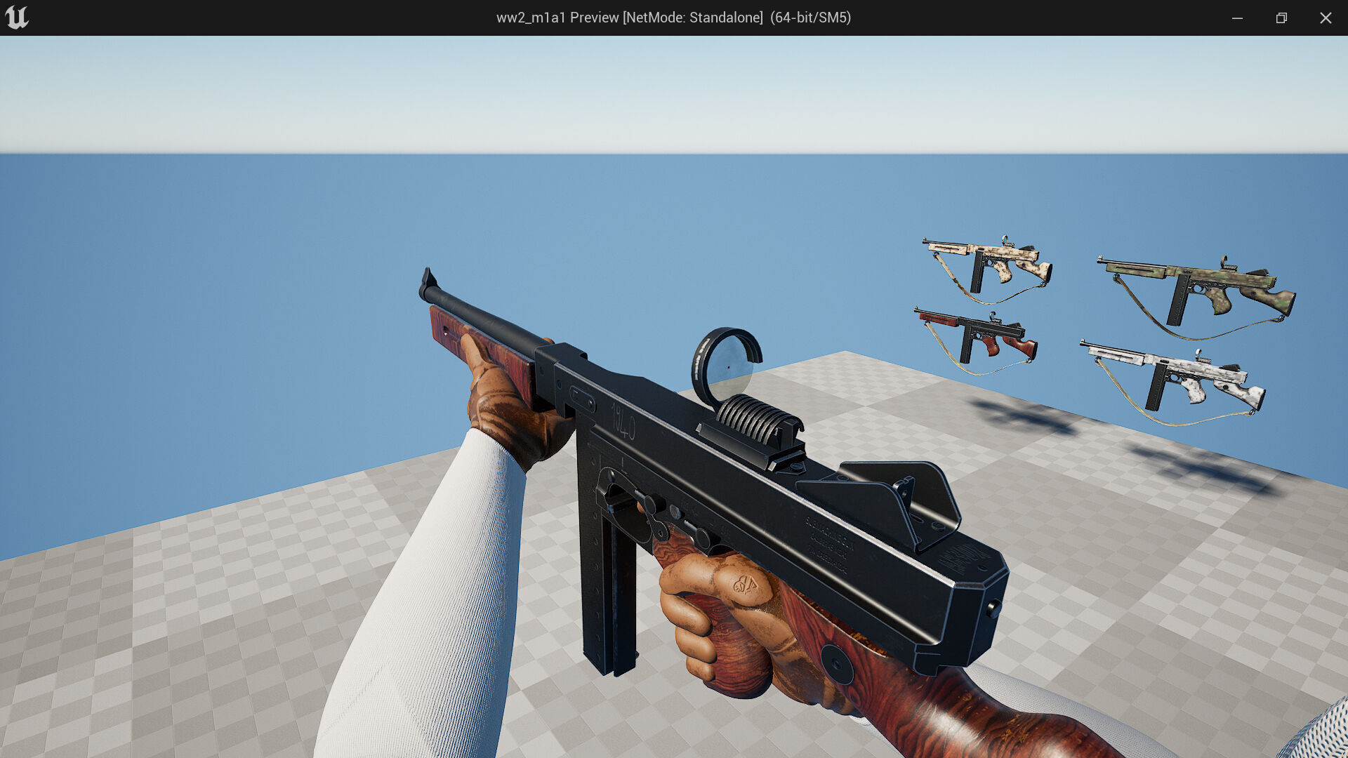 Fps weapon m1A1 ww2 Fps - Tps Low-poly 3D model_8