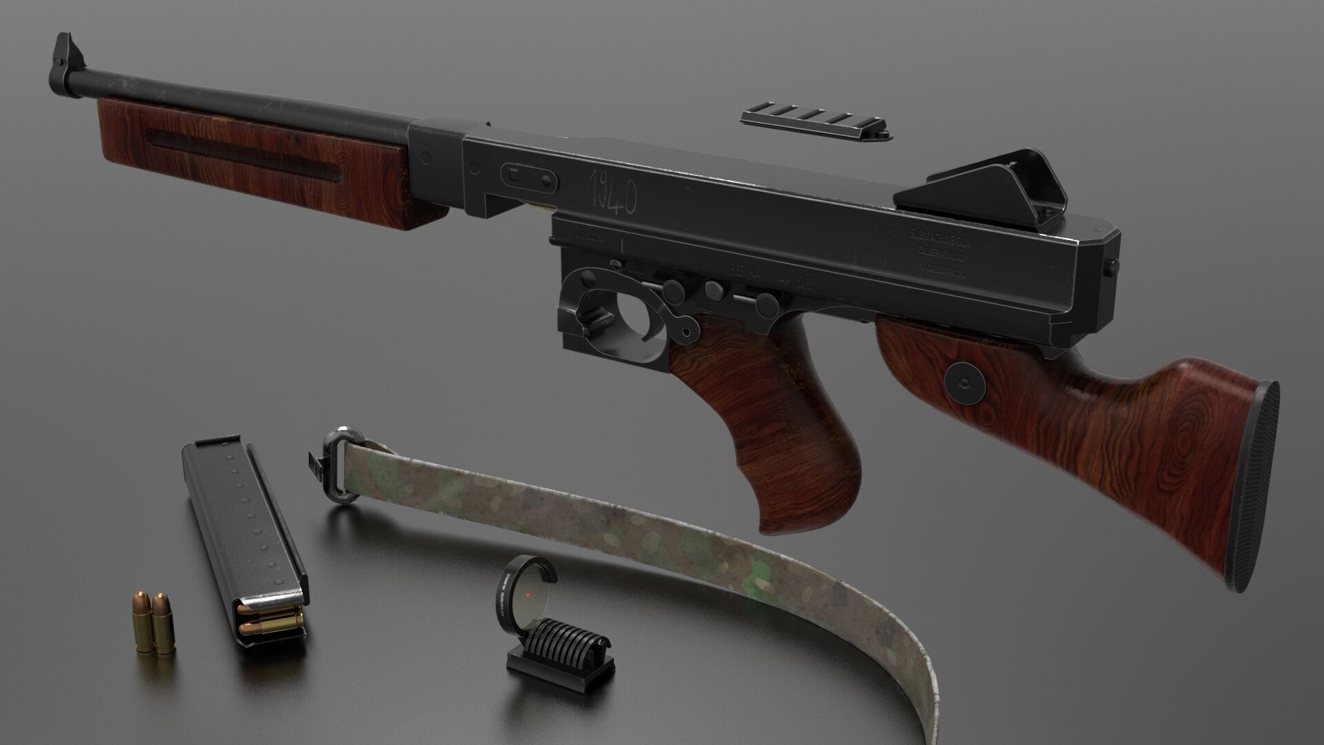 Fps weapon m1A1 ww2 Fps - Tps Low-poly 3D model_1
