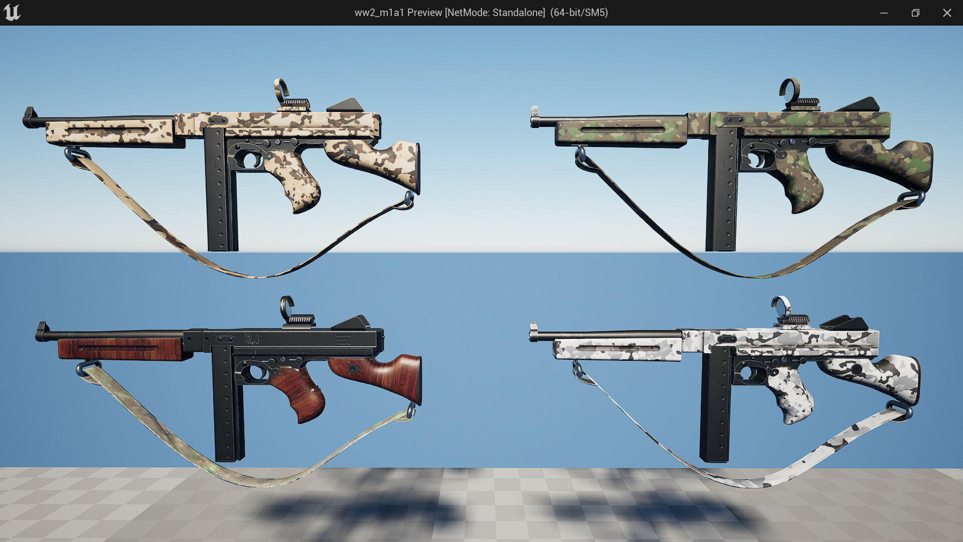 Fps weapon m1A1 ww2 Fps - Tps Low-poly 3D model_9