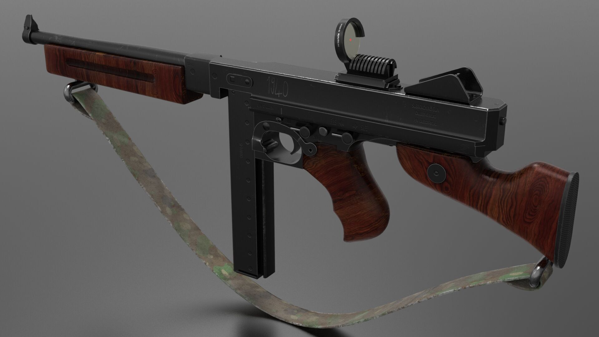 Fps weapon m1A1 ww2 Fps - Tps Low-poly 3D model_2