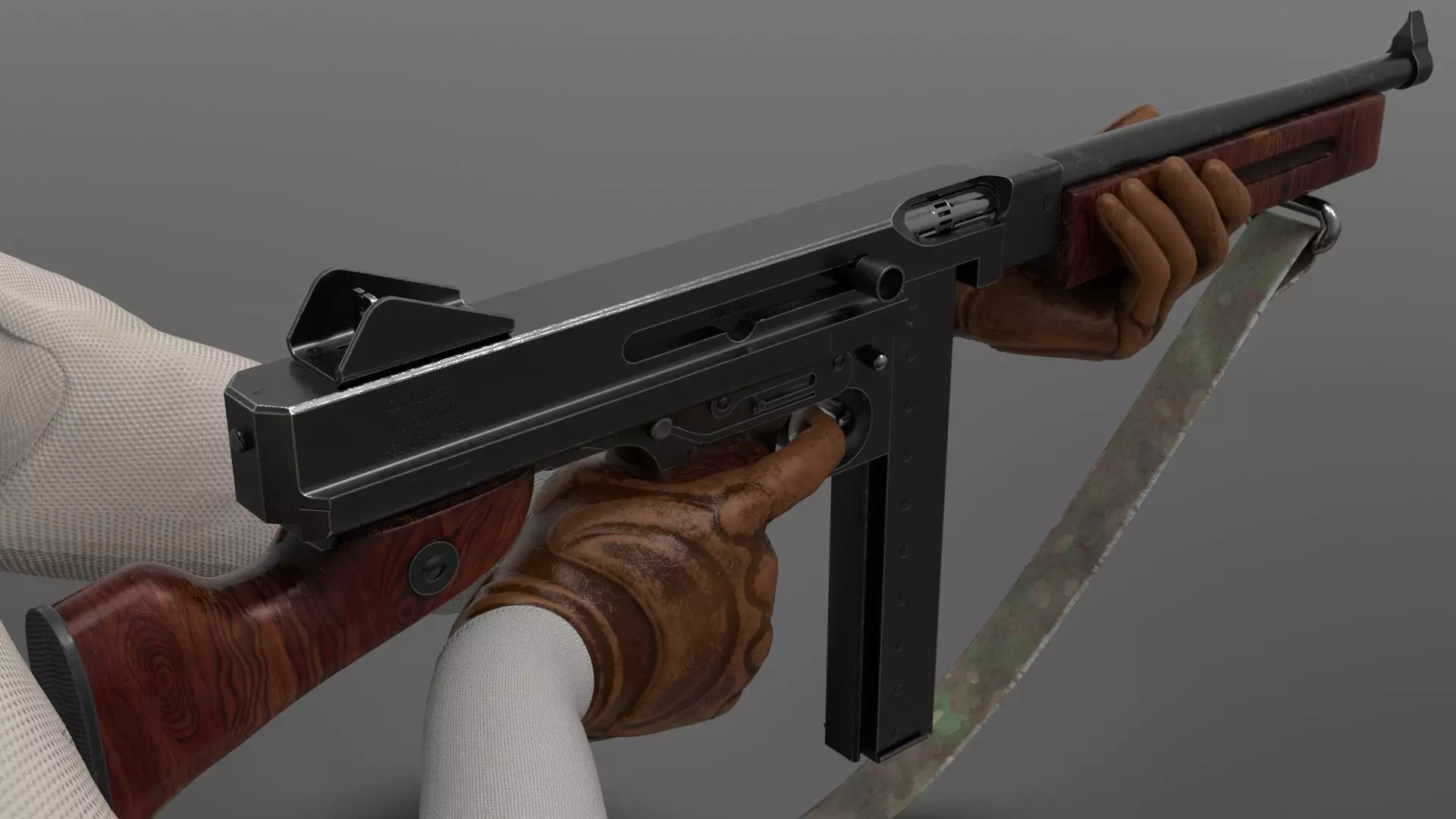 Fps weapon m1A1 ww2 Fps - Tps Low-poly 3D model_0