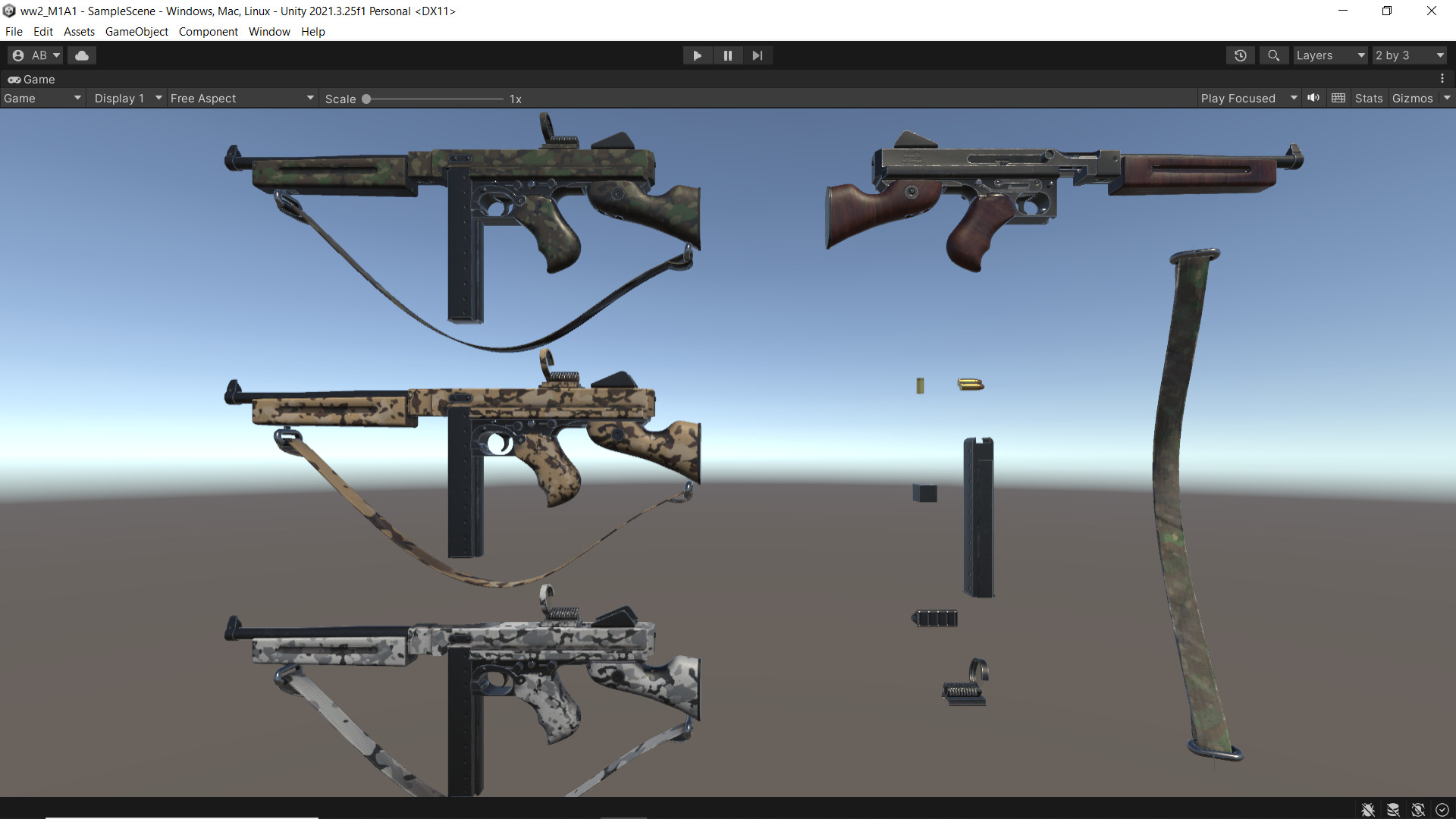 Fps weapon m1A1 ww2 Fps - Tps Low-poly 3D model_10