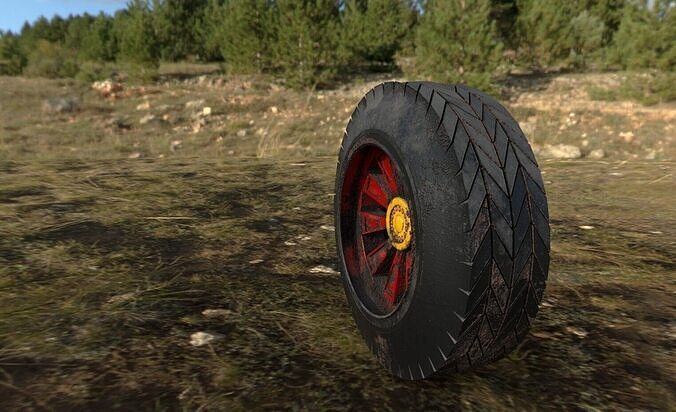 rusty tire Low-poly 3D model 2