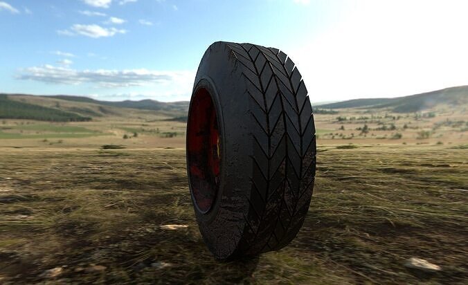 rusty tire Low-poly 3D model 4