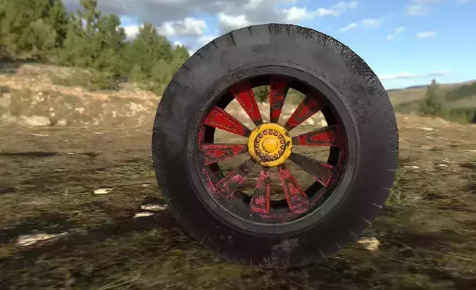 rusty tire Low-poly 3D model
