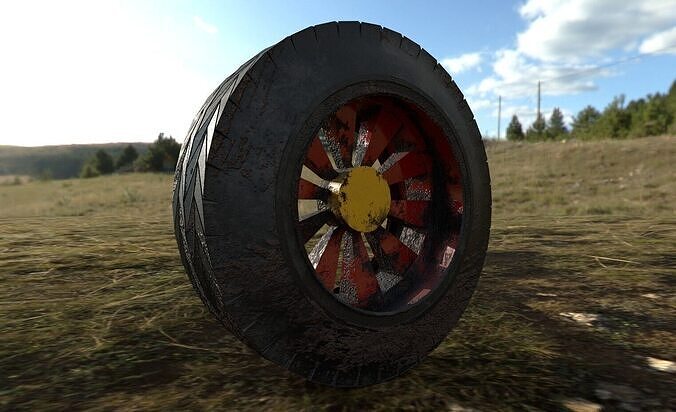 rusty tire Low-poly 3D model 3