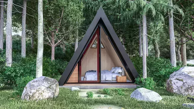 Small A Frame Cabin Bed Area Only 3D Model 3ds Max FBX OBJ