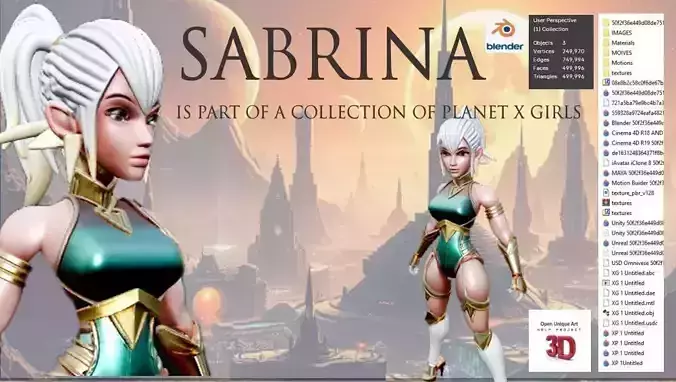 Sabrina Planet X Ambassador Rigged Stylized Sci-Fi Fantasy 3D model