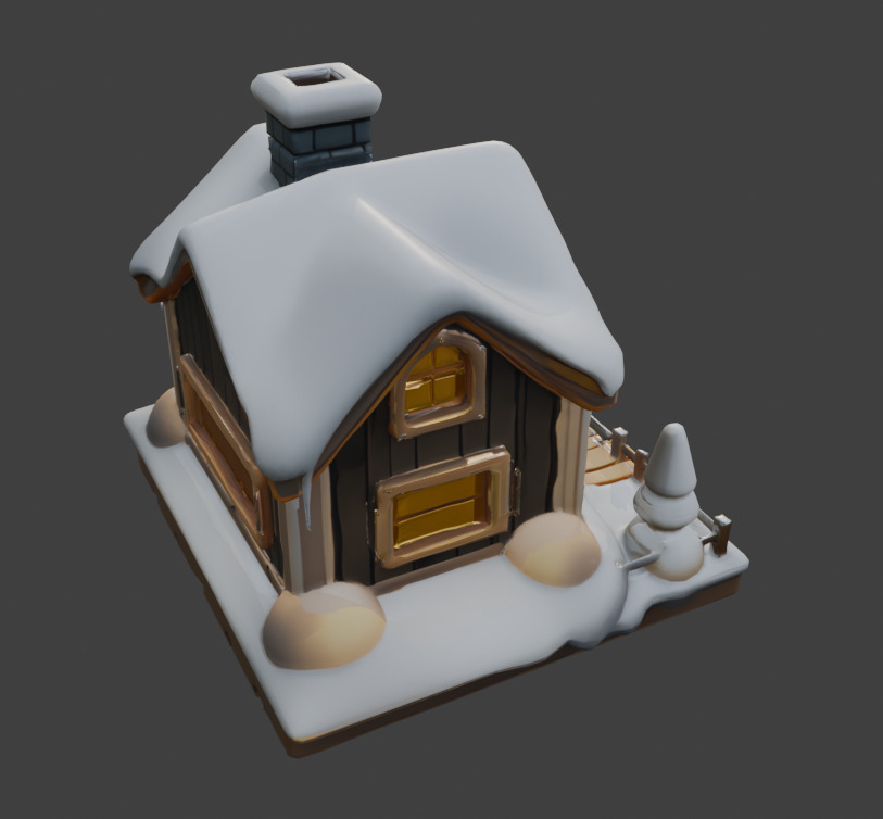 Snow-Covered House  Game-Ready 3D Model with PBR Textures Low-poly 3D model_13