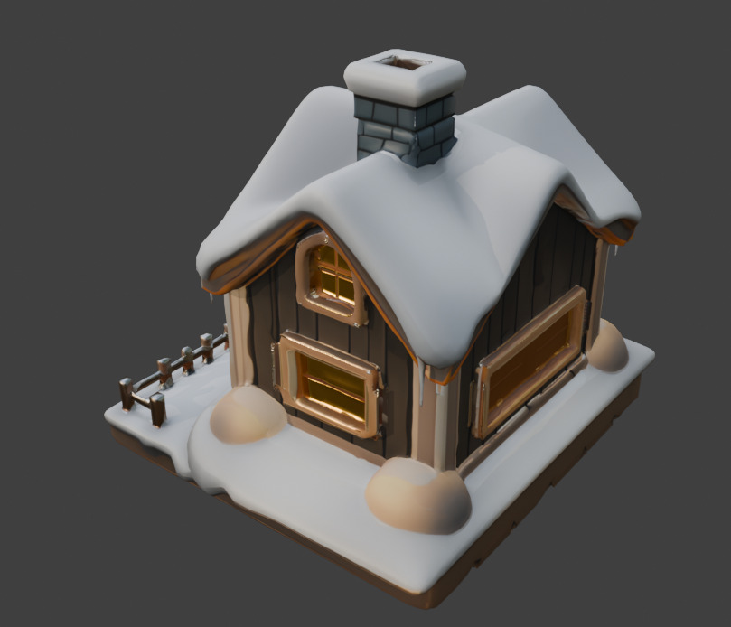 Snow-Covered House  Game-Ready 3D Model with PBR Textures Low-poly 3D model_12