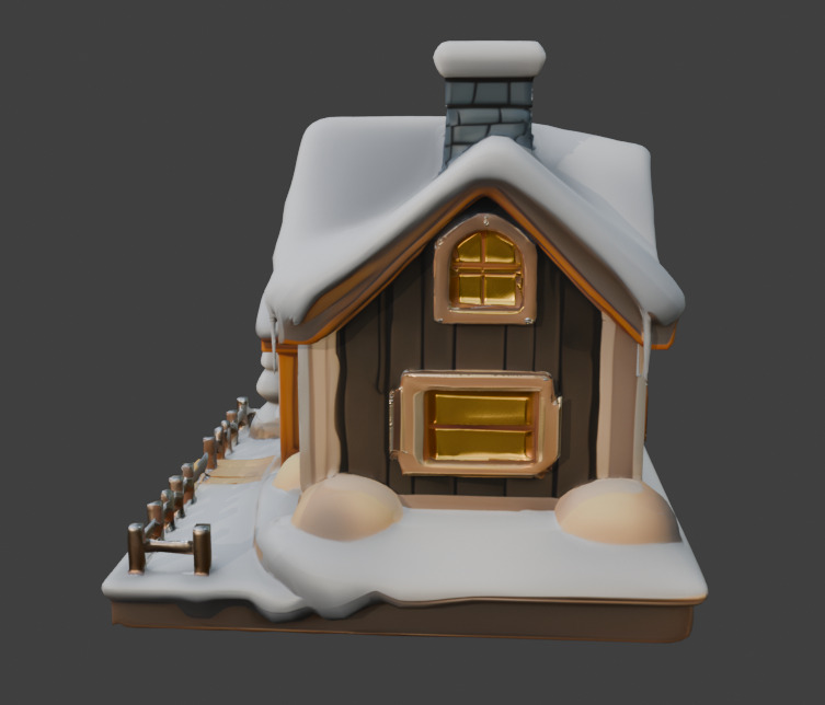 Snow-Covered House  Game-Ready 3D Model with PBR Textures Low-poly 3D model_3