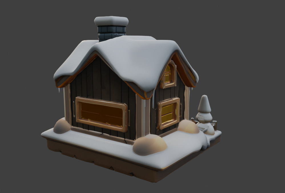 Snow-Covered House  Game-Ready 3D Model with PBR Textures Low-poly 3D model_5
