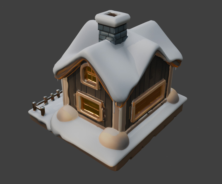 Snow-Covered House  Game-Ready 3D Model with PBR Textures Low-poly 3D model_6