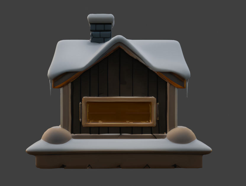 Snow-Covered House  Game-Ready 3D Model with PBR Textures Low-poly 3D model_2