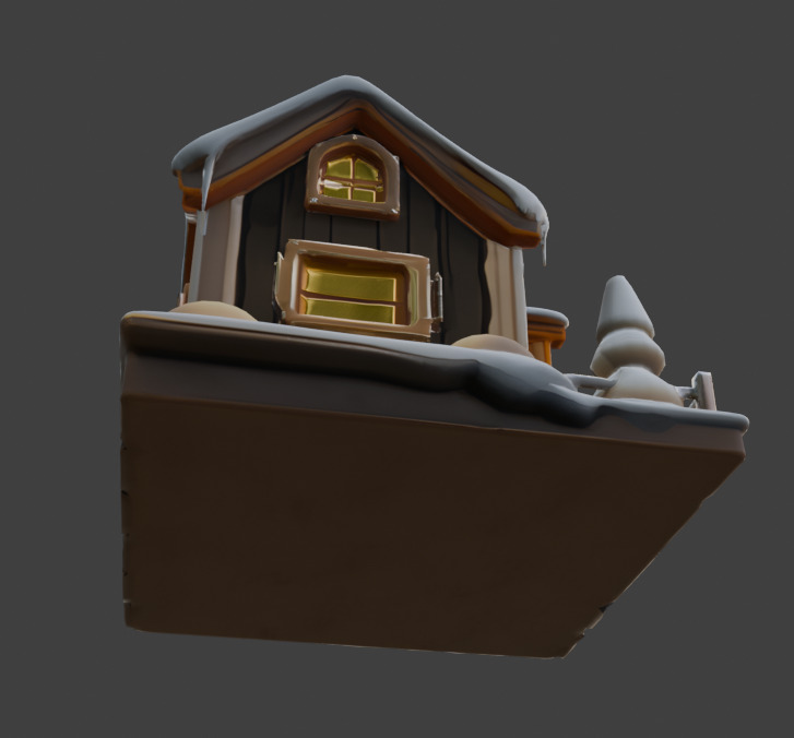 Snow-Covered House  Game-Ready 3D Model with PBR Textures Low-poly 3D model_9