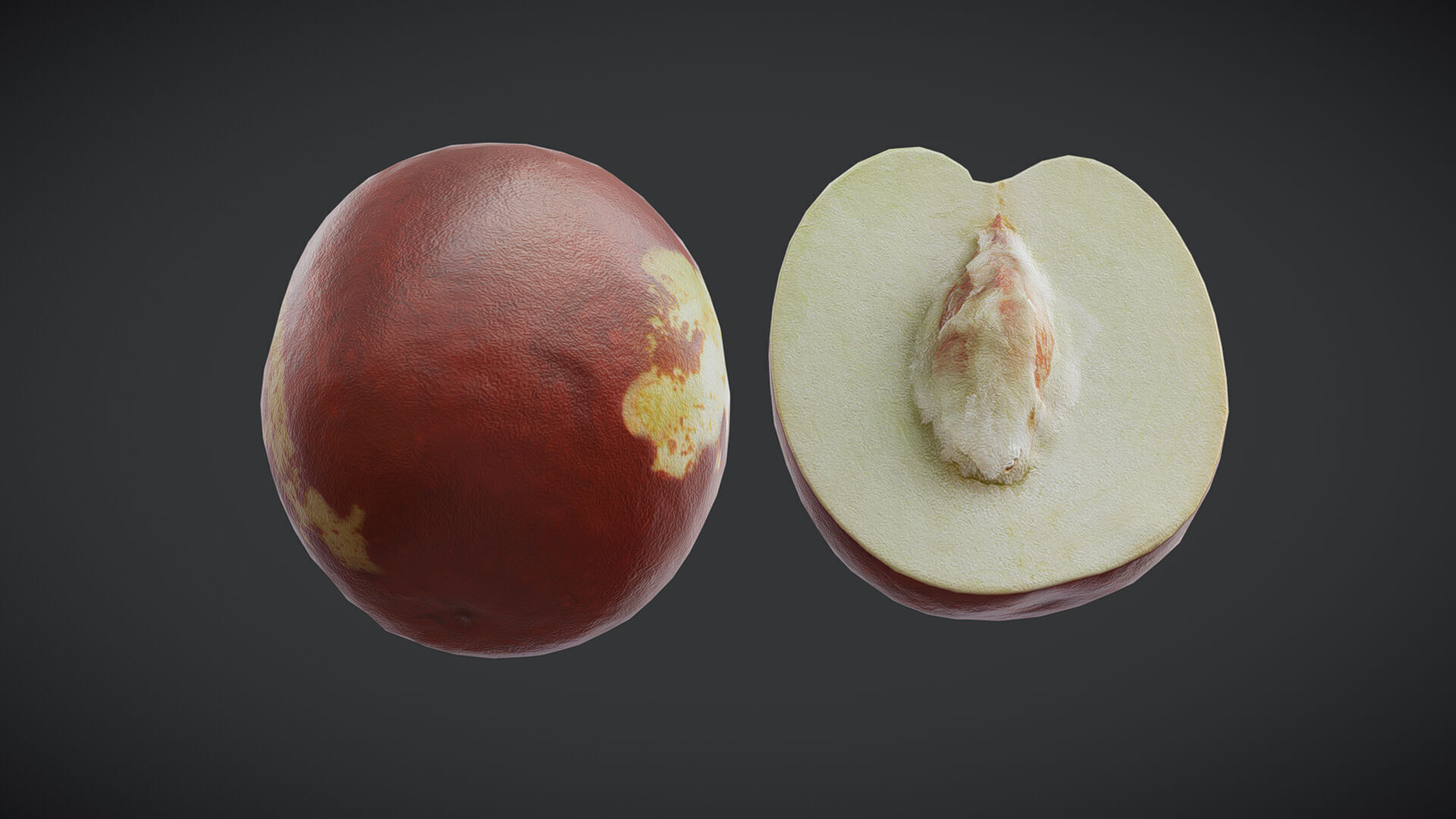 Fruit Jujube Low Poly Low-poly 3D model_2