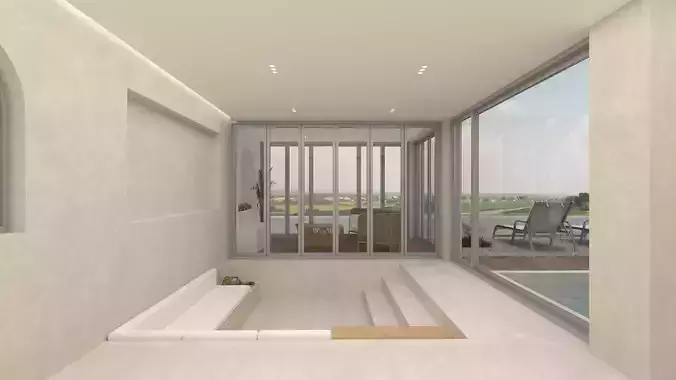 Modern Pool Villa Residence interior scene