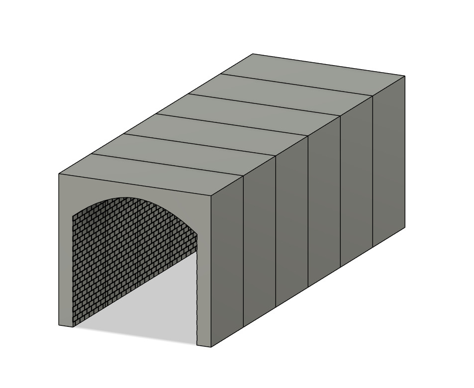 Model Railway Single Track Tunnel Internal Arches Add On 3D print model_11