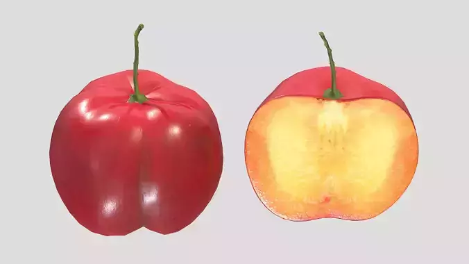 Malpighia Emarginata Acerola Cherry Low Poly Tropical Fruit