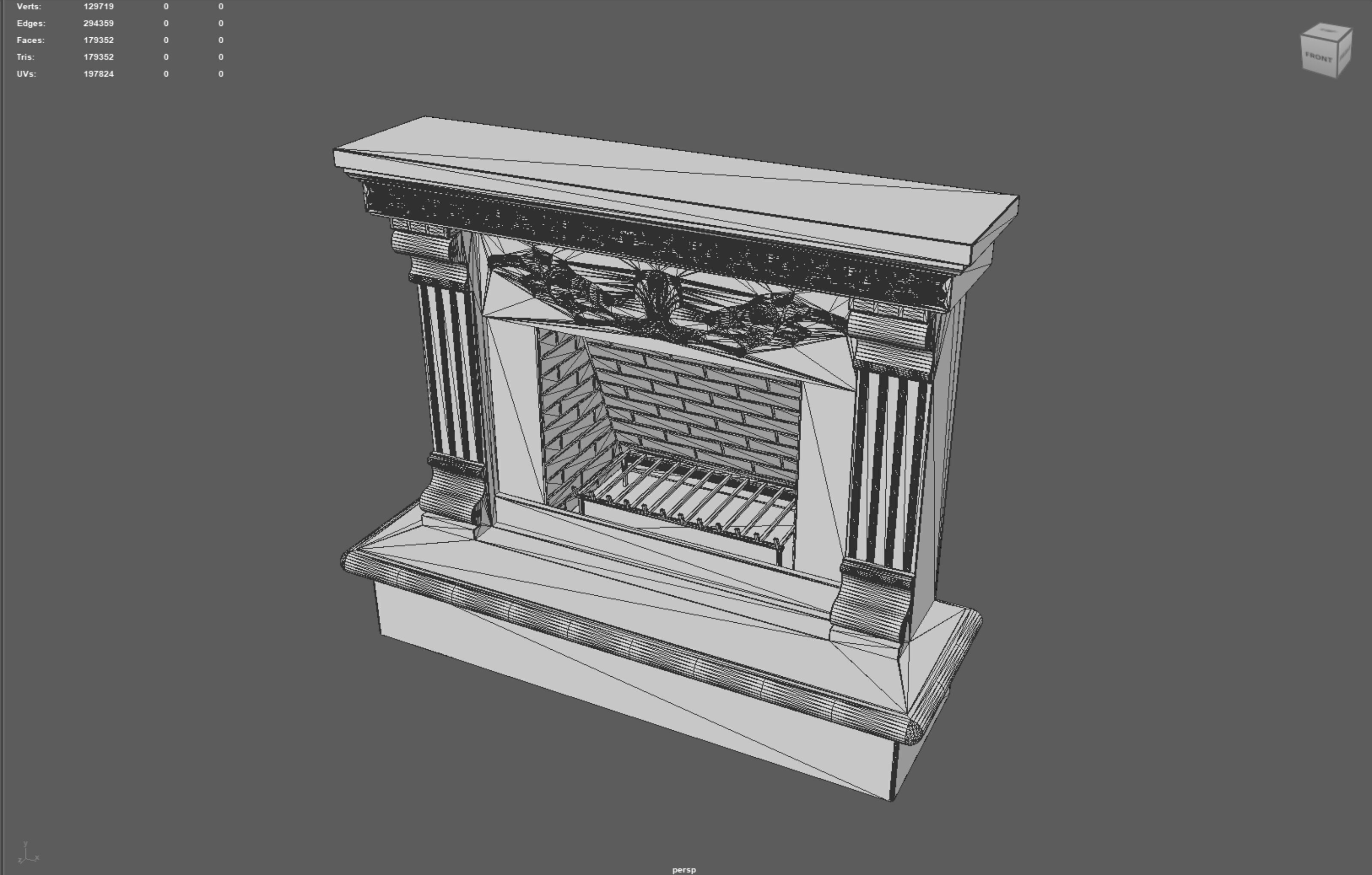 Neoclassical Ornate Fireplace with Fluted Pilasters 3D model_9