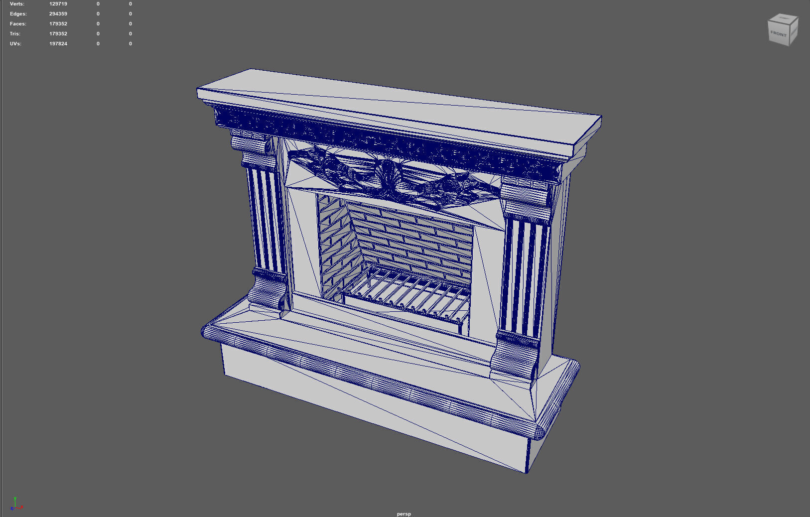 Neoclassical Ornate Fireplace with Fluted Pilasters 3D model_6