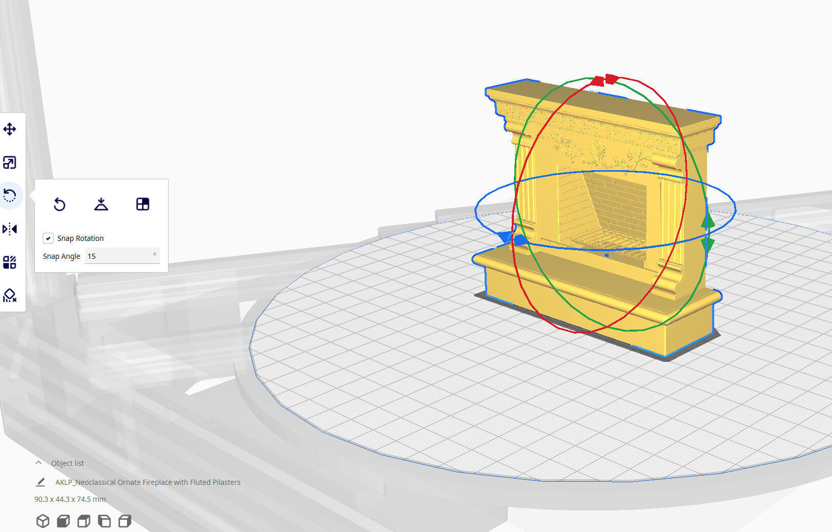 Neoclassical Ornate Fireplace with Fluted Pilasters 3D model_8