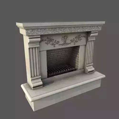 Neoclassical Ornate Fireplace with Fluted Pilasters  