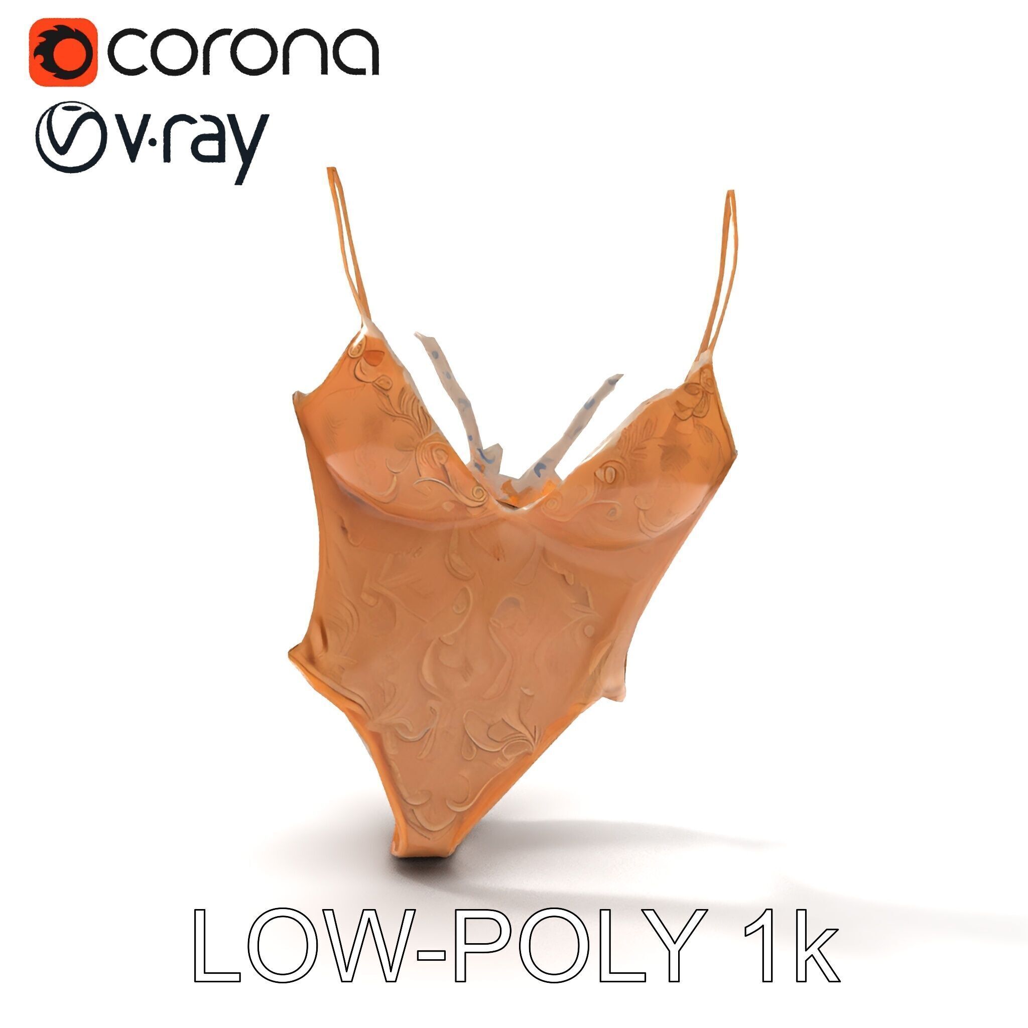 Lace Bodysuit Model Pack Intricate Design and Realistic Text... Low-poly 3D model_12