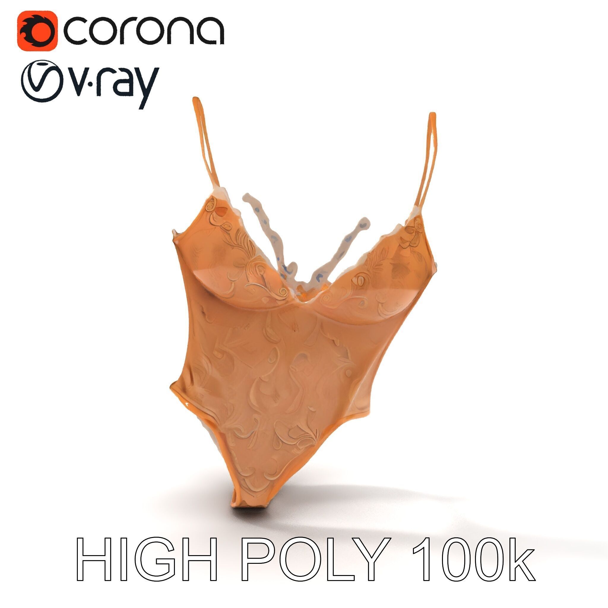 Lace Bodysuit Model Pack Intricate Design and Realistic Text... Low-poly 3D model_35