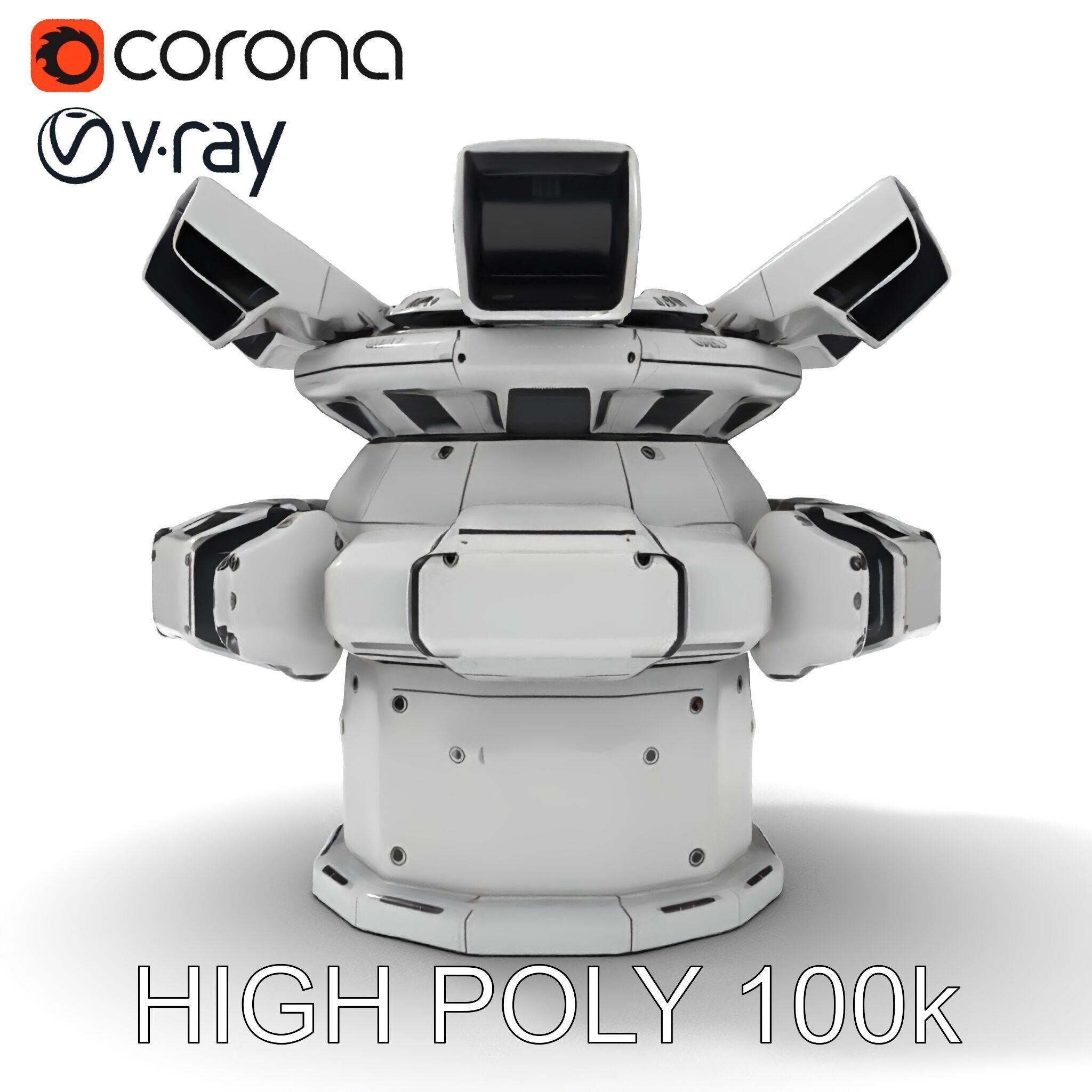 Futuristic Surveillance Turret Model Pack Low-poly 3D model_10