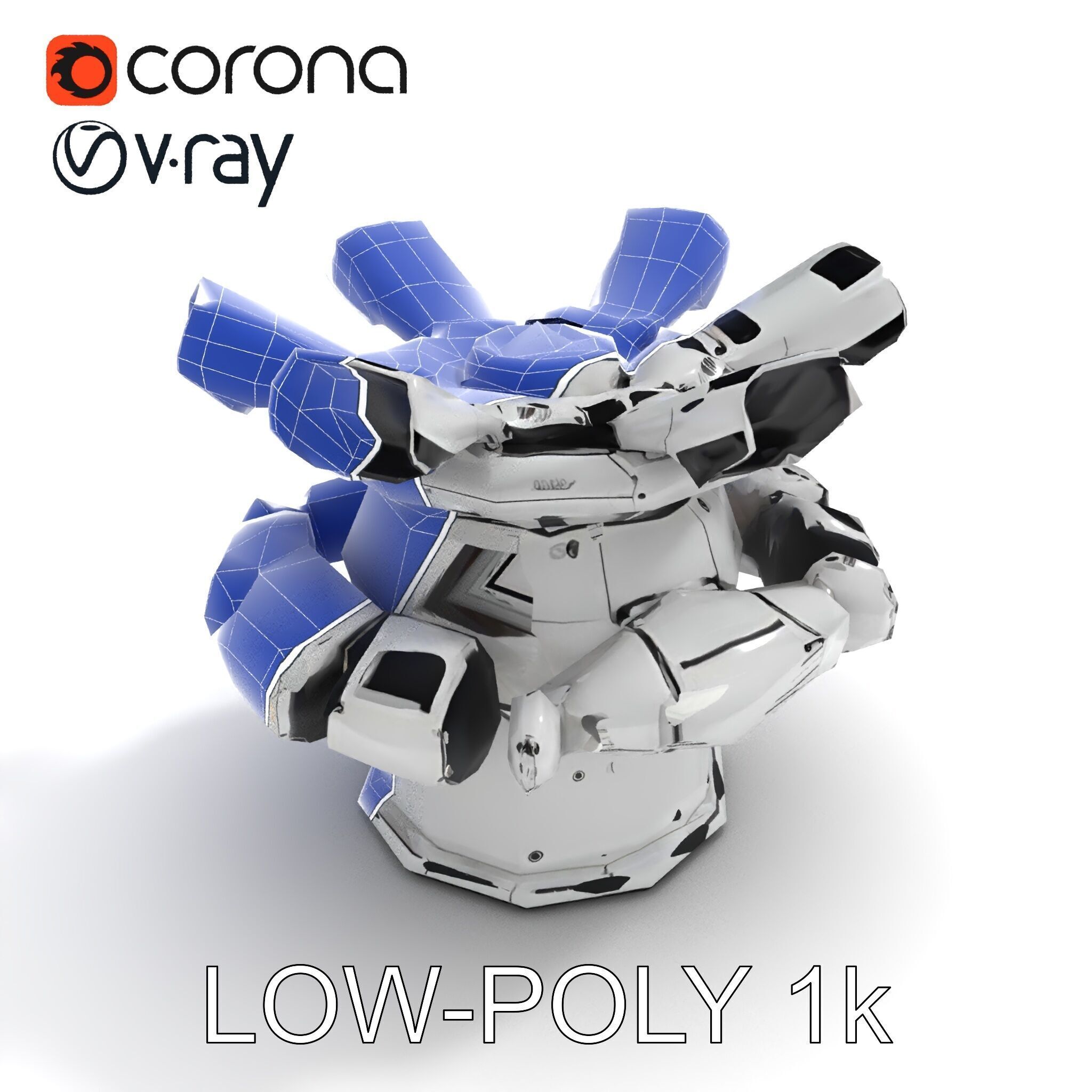 Futuristic Surveillance Turret Model Pack Low-poly 3D model_33