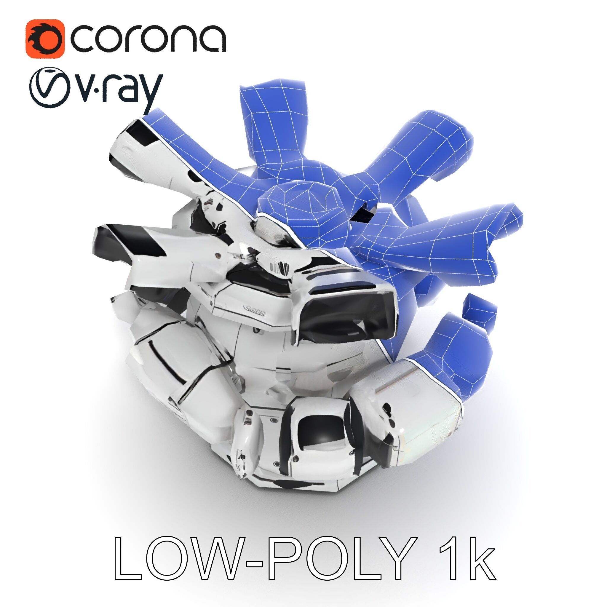 Futuristic Surveillance Turret Model Pack Low-poly 3D model_30