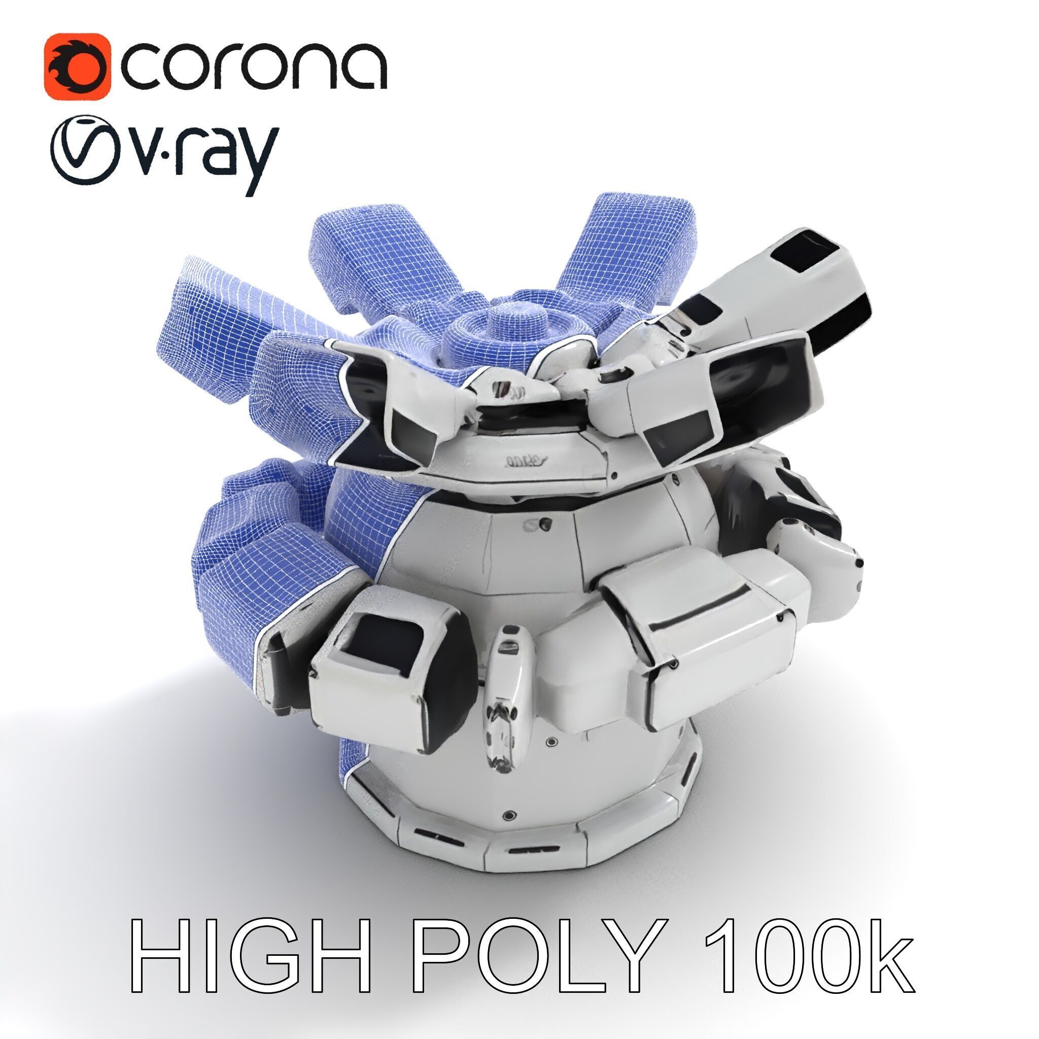 Futuristic Surveillance Turret Model Pack Low-poly 3D model_18