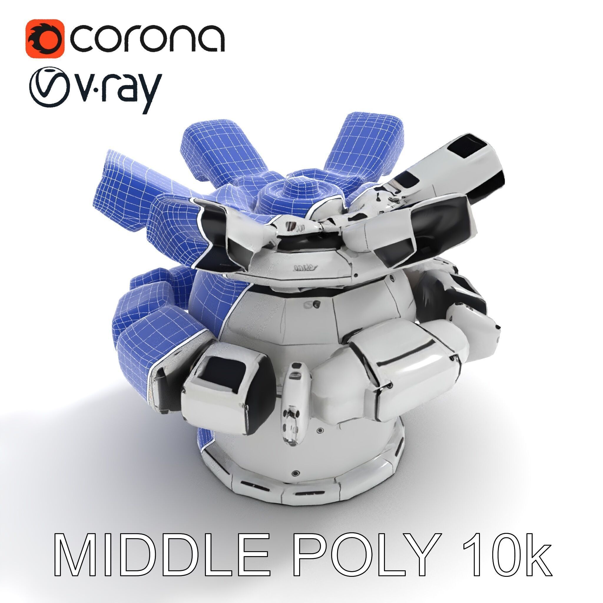 Futuristic Surveillance Turret Model Pack Low-poly 3D model_6