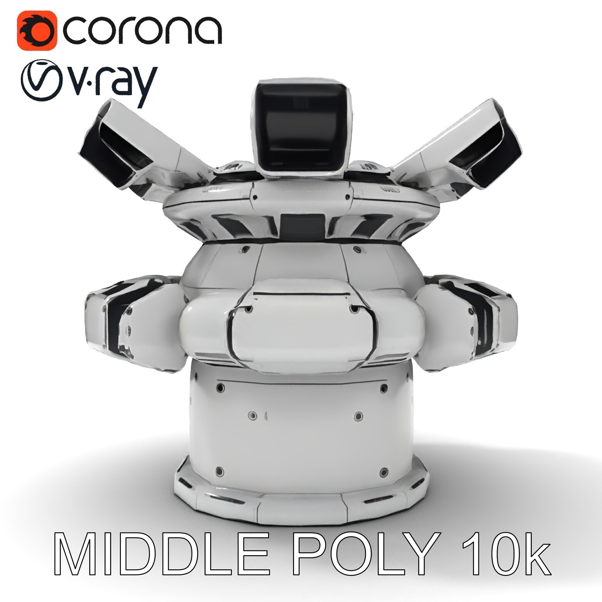 Futuristic Surveillance Turret Model Pack Low-poly 3D model_11