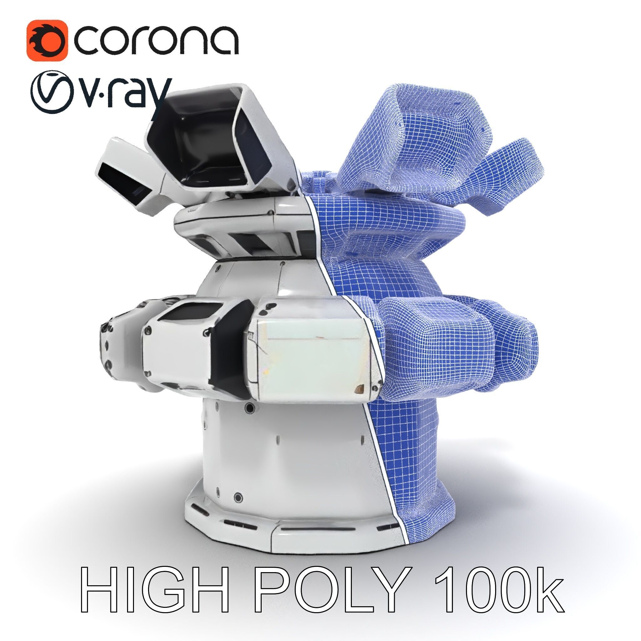 Futuristic Surveillance Turret Model Pack Low-poly 3D model_15