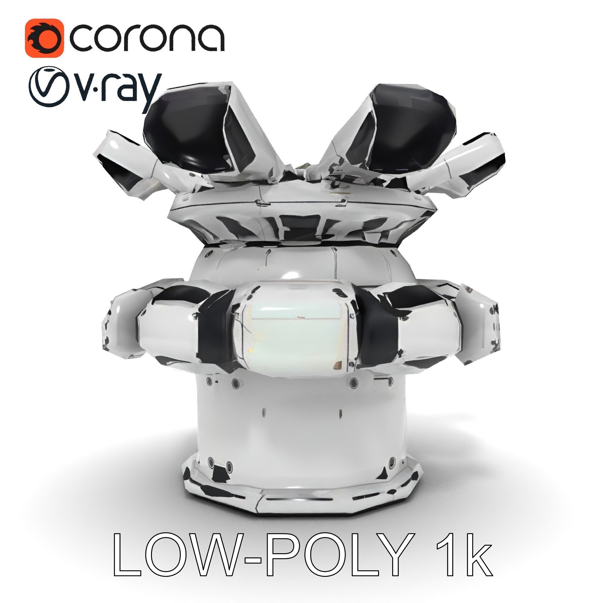 Futuristic Surveillance Turret Model Pack Low-poly 3D model_12