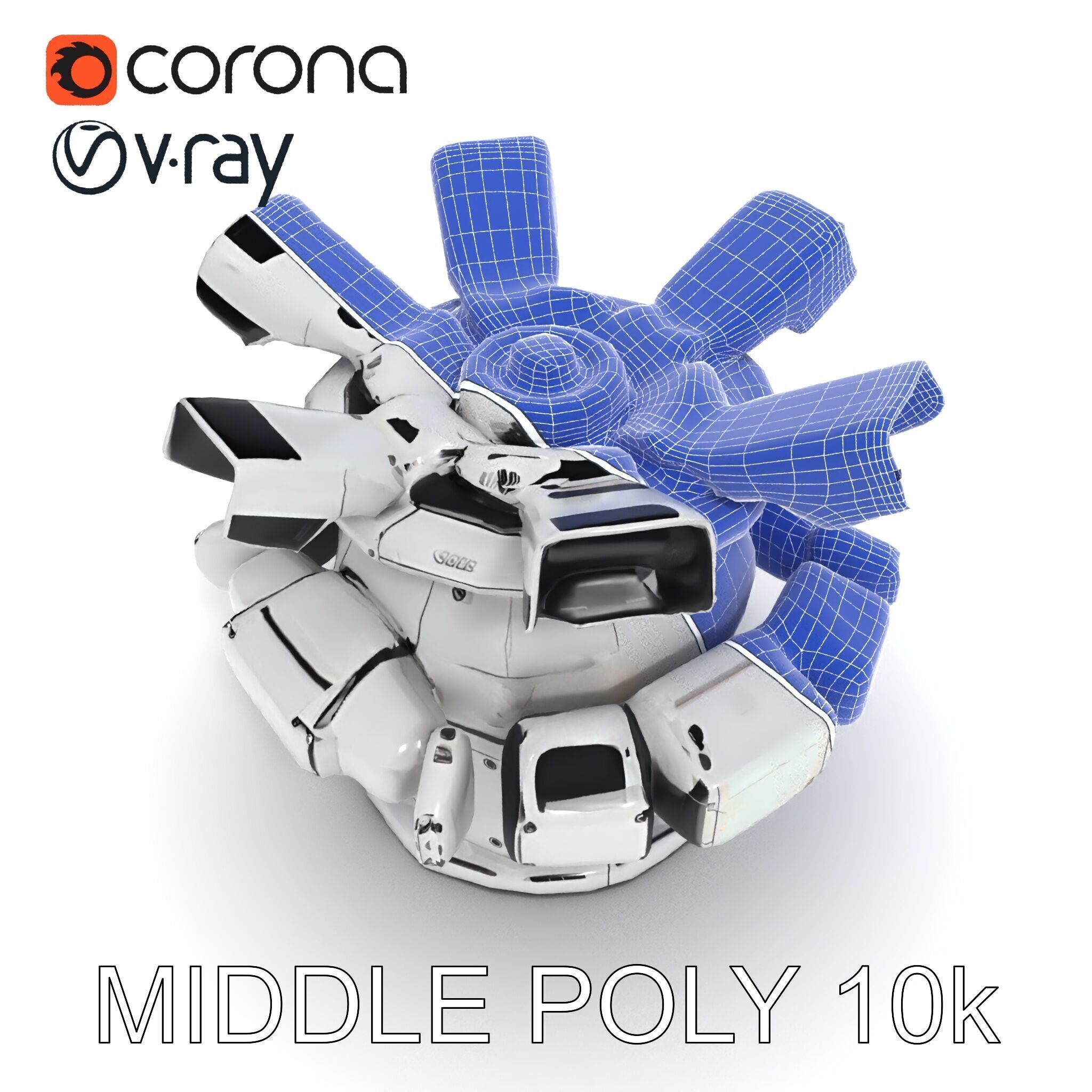 Futuristic Surveillance Turret Model Pack Low-poly 3D model_29