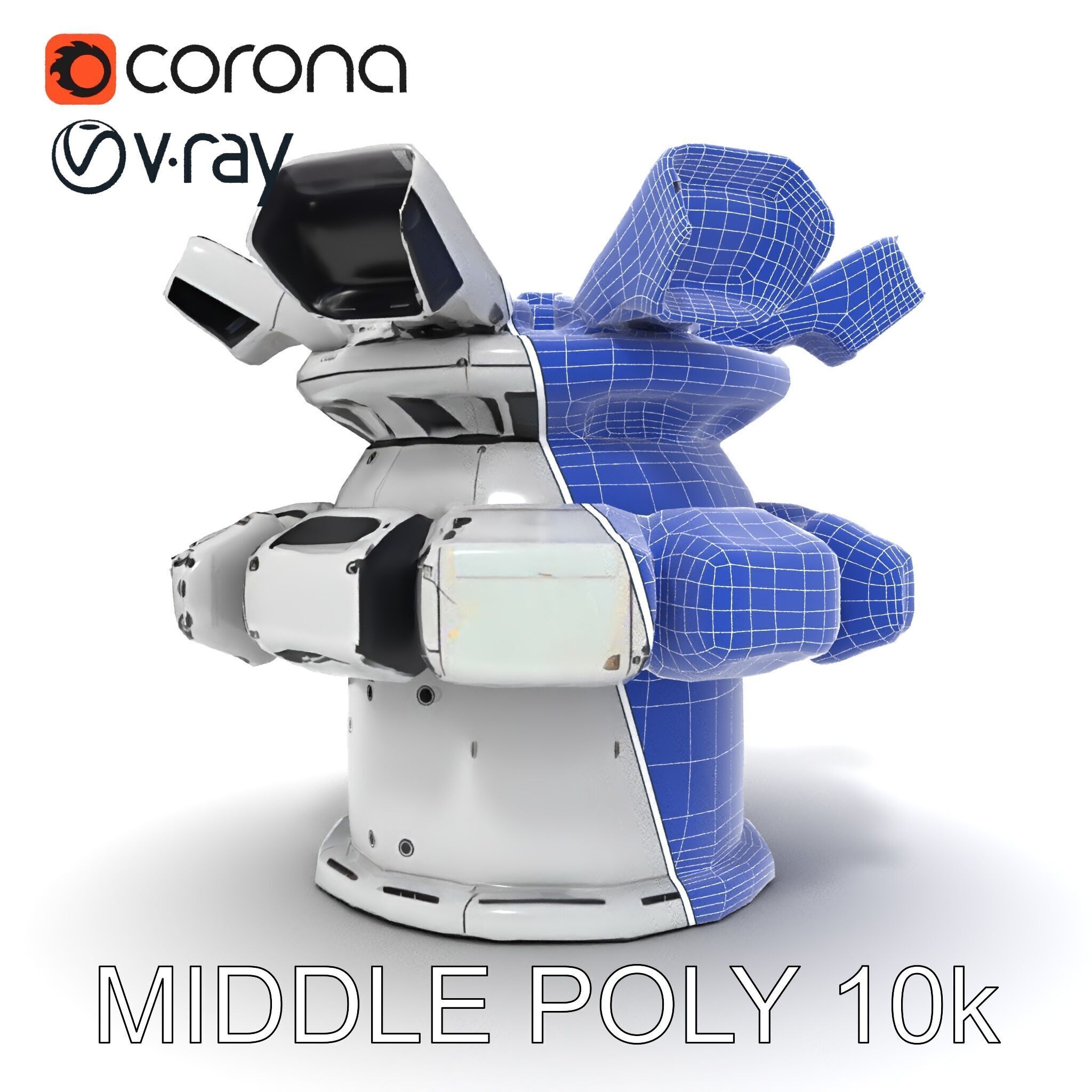 Futuristic Surveillance Turret Model Pack Low-poly 3D model_8