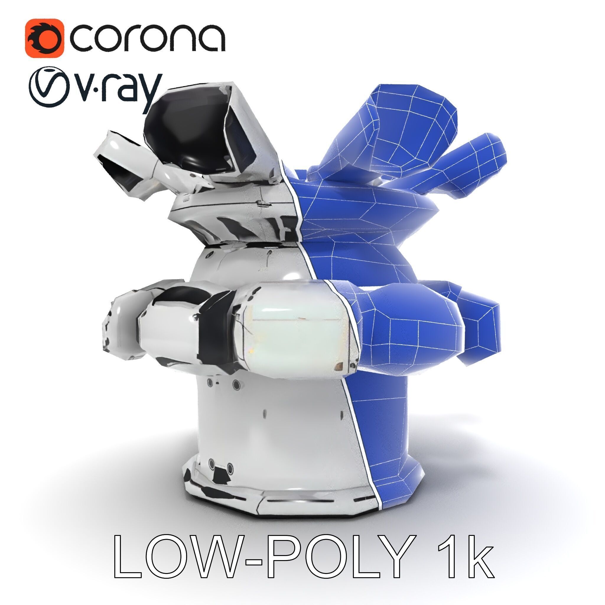 Futuristic Surveillance Turret Model Pack Low-poly 3D model_17