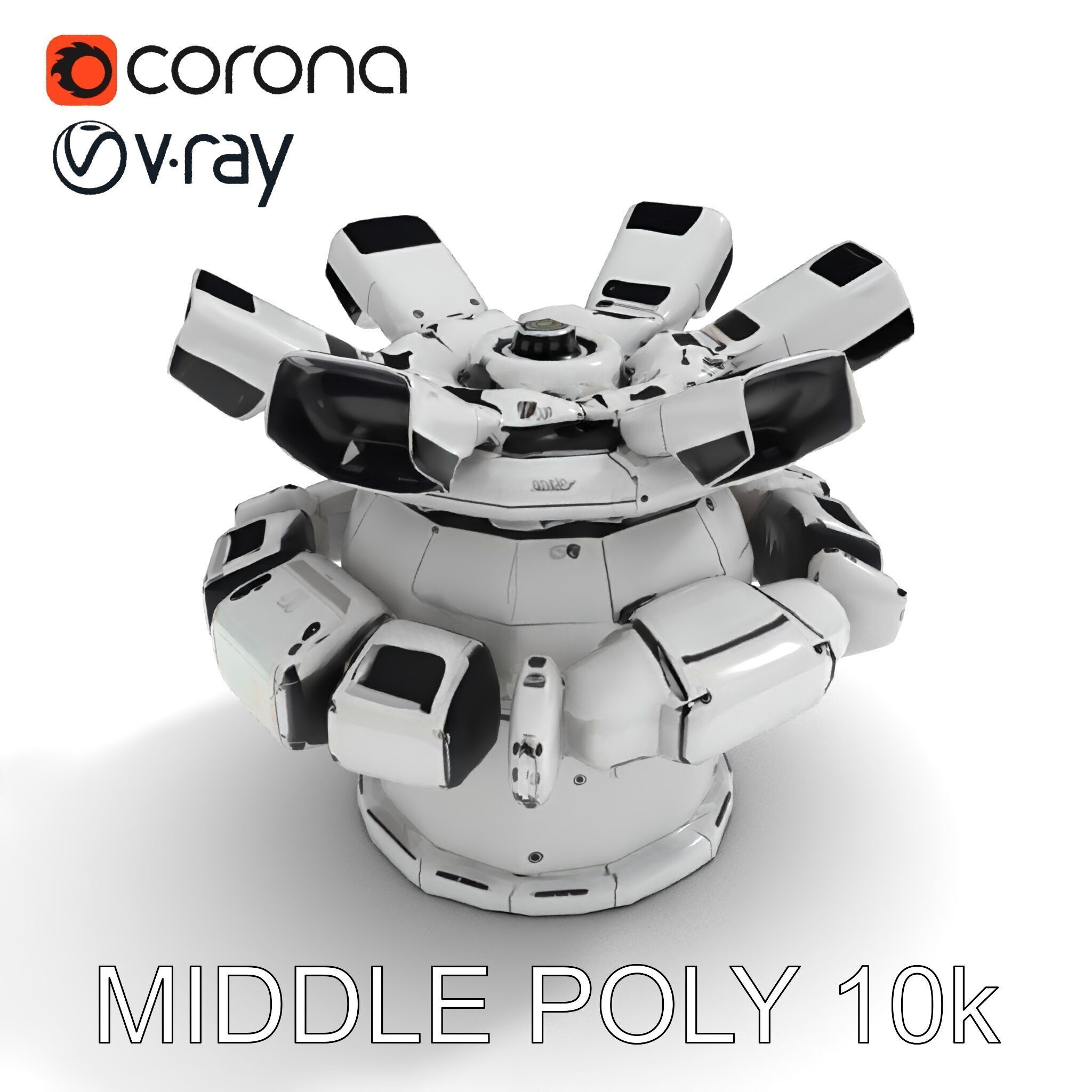 Futuristic Surveillance Turret Model Pack Low-poly 3D model_26