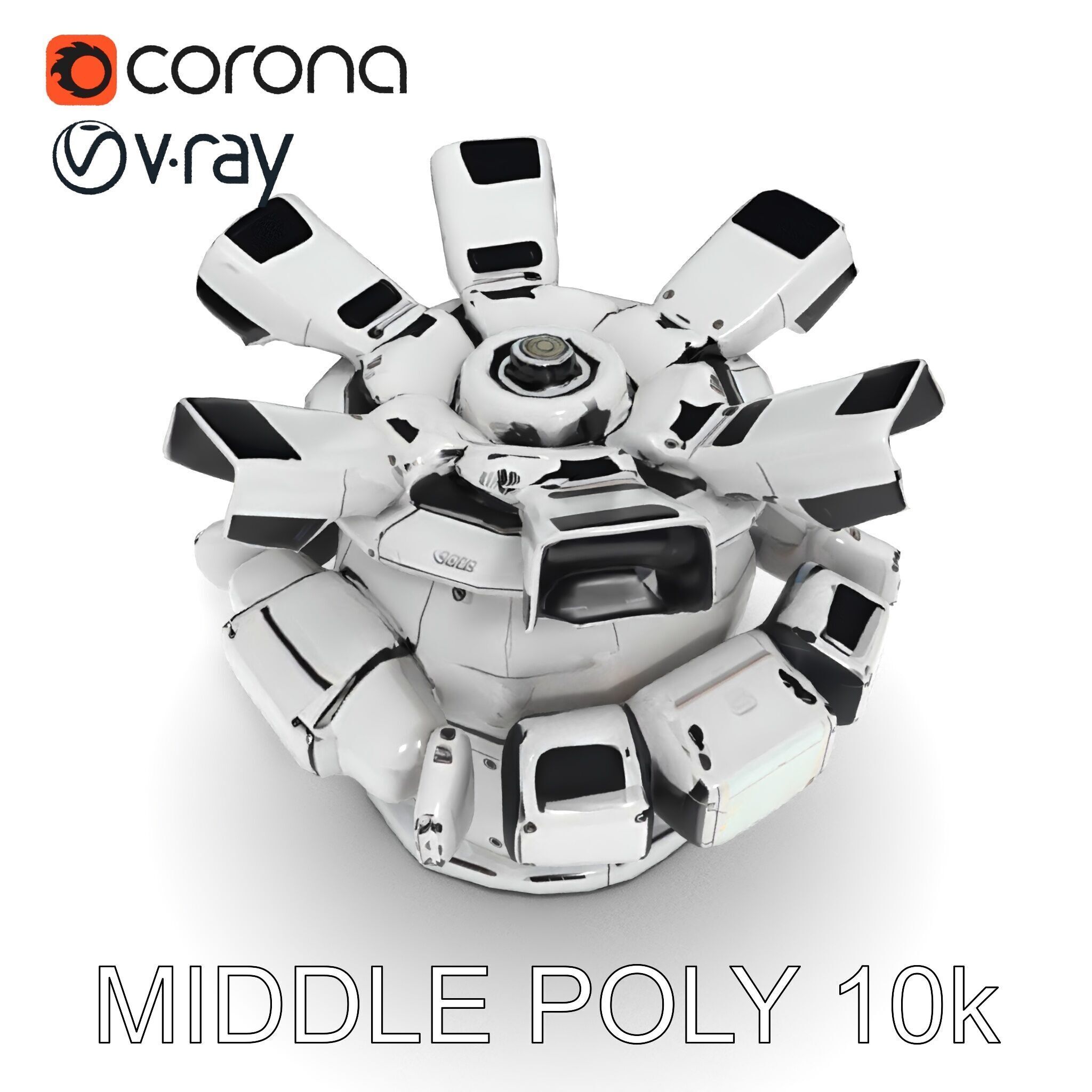 Futuristic Surveillance Turret Model Pack Low-poly 3D model_21