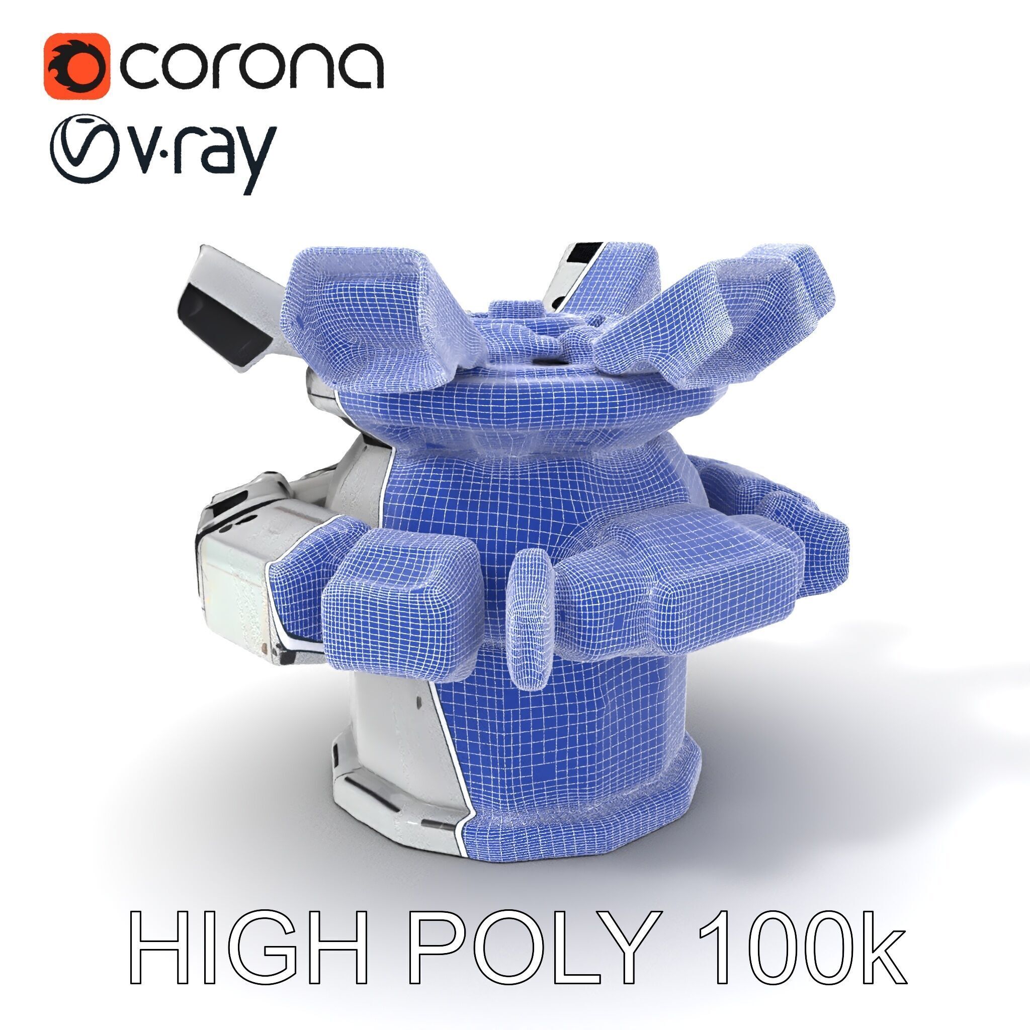 Futuristic Surveillance Turret Model Pack Low-poly 3D model_3