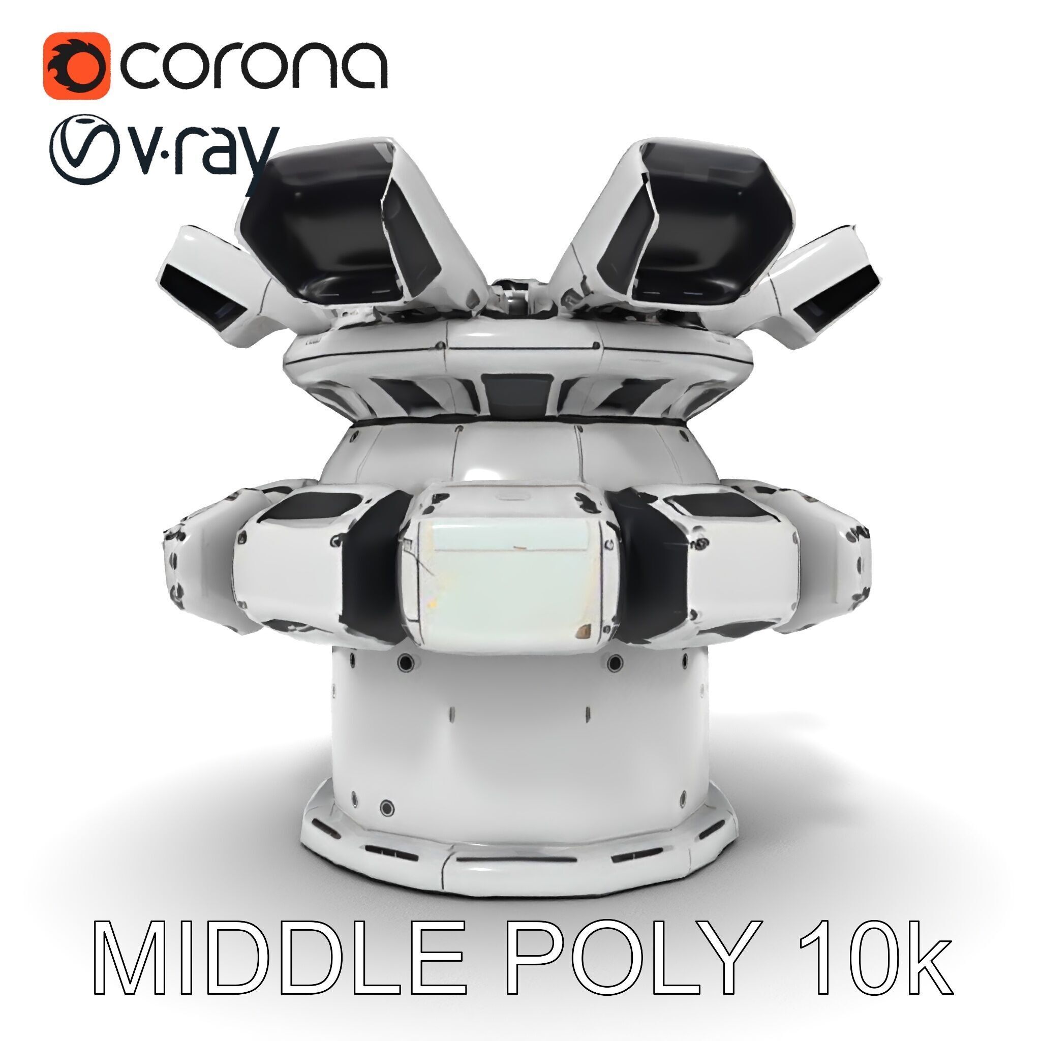 Futuristic Surveillance Turret Model Pack Low-poly 3D model_24