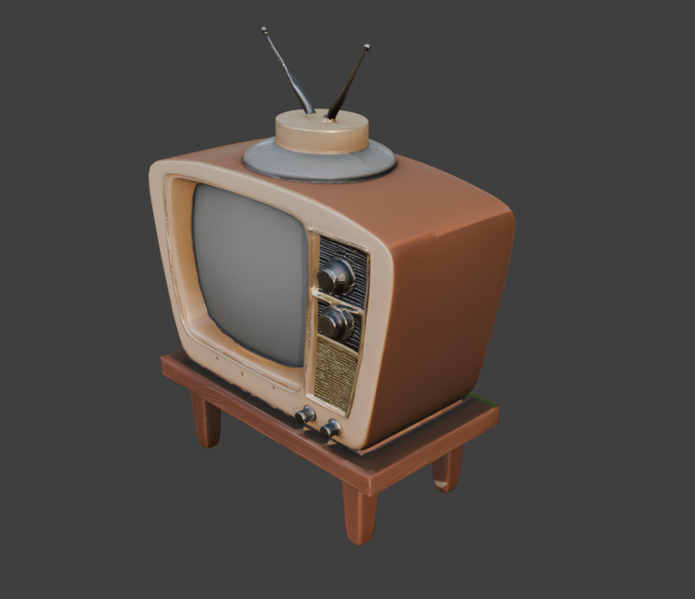 TV Game-Ready 3D Model with PBR Textures Low-poly 3D model_12